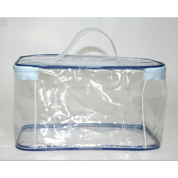Clear Transparent Makeup Bag , Waterproof Cosmetic Travel Bag With Handle