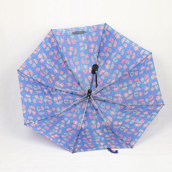Designer Purple Two Fold Umbrella Full Color Auto Magic Printing Zinc Plating Metal Pole
