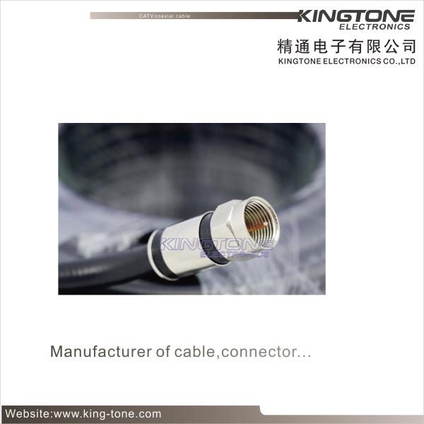 Terminated RG6 CATV Coaxial Cable with 2 Golden F Connectors for Satallite System