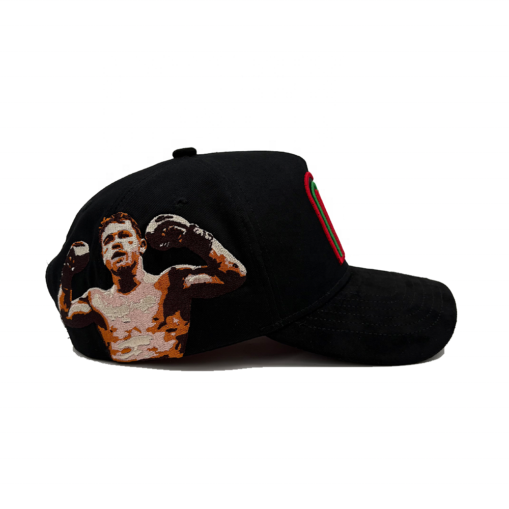 Street Baseball Caps Suede Brim Cotton Crown Custom Embroidery 5 Panel Inside Satin Lining Woven And Metal
