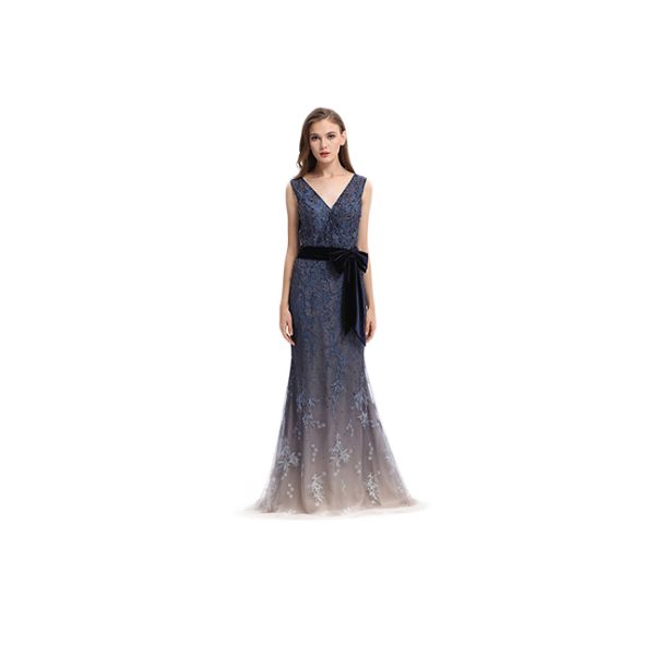 Snow Pattern Muslim Prom Dresses , Embroidery Fabric Muslim Evening Gowns