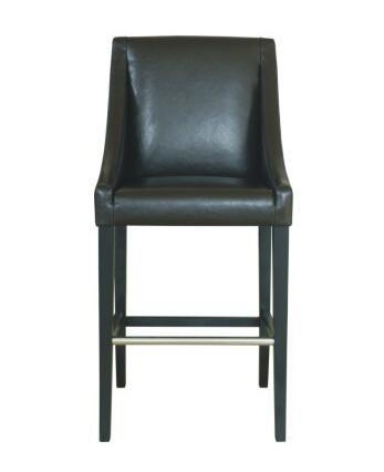 Beech wood brown pu upholstery barstool/counter stool with metal bars,fashion wooden barstool
