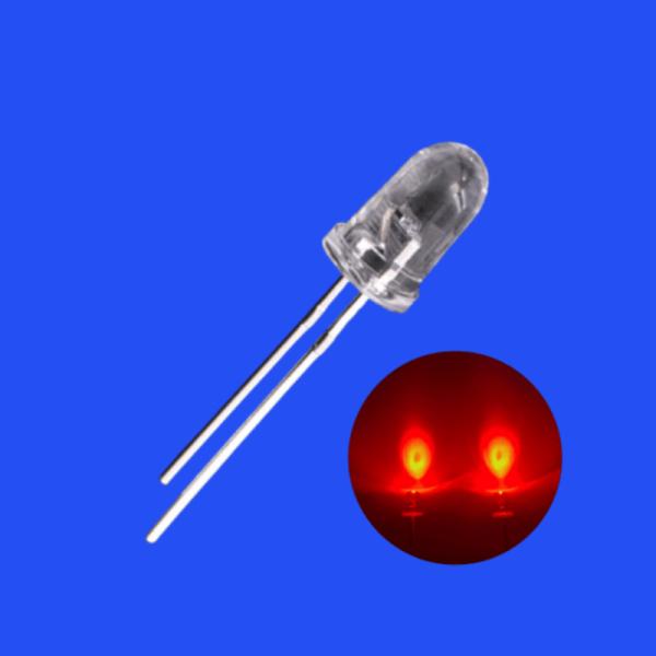 5mm 655nm - 665nm Deep Red Color 24000mcd - 26000mcd 8deg Bullet Head Water Clear Lens Diode Light
