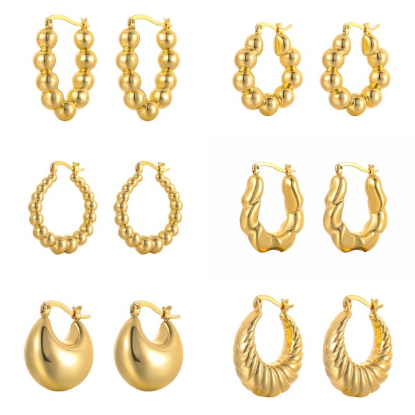 Popular Geometry U-shaped 18K Gold Earrings Water Drop Studs Irregular Hollow Women Earring Wholesale