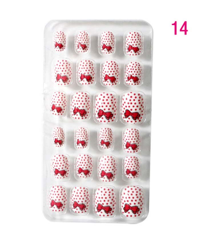 24Pcs Cute Cartoon Short Kids False Nail Self Adhesive for Children