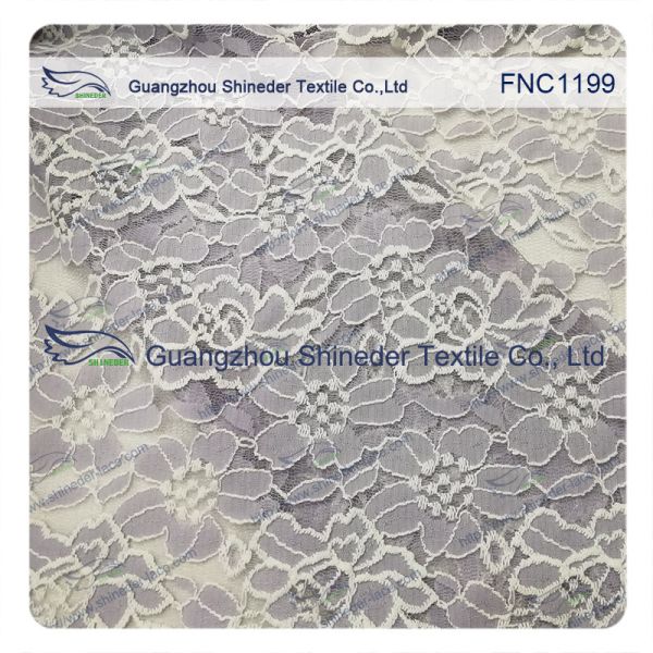Cotton Nylon Lace Fabric of Floral pattern for Fashion Garments, Wedding Dress