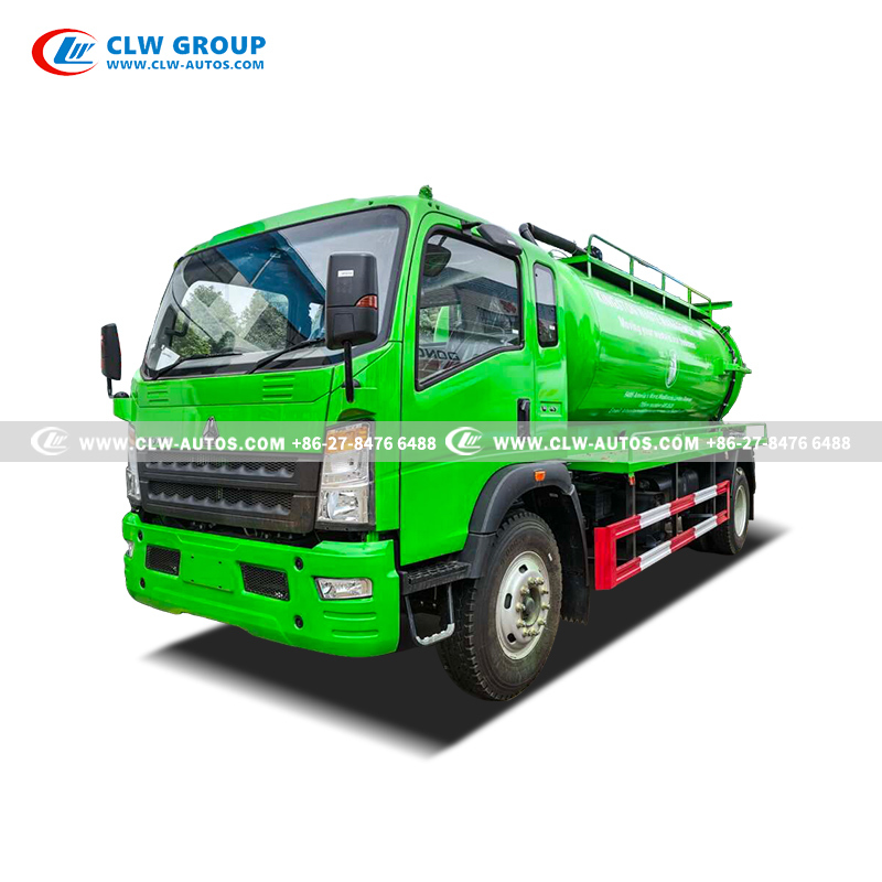 Sinotruk HOWO RHD 10m³ Carbon Steel Tank Sewage Suction Truck with Yuchai 160HP Euro II Engine and Yifeng SK-12 Water Ring Vacuum Pump