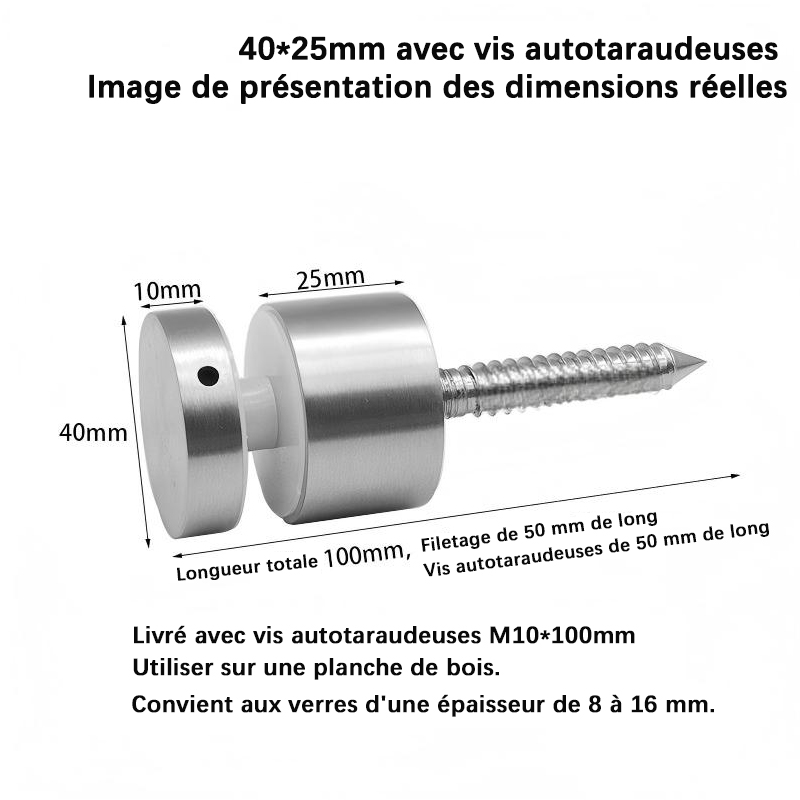 Side-Mounted Wooden Glass Stair Fixing Clip 304 Stainless Steel Solid Thickened Glass Nail Floating Stair Fixing Screw Modern