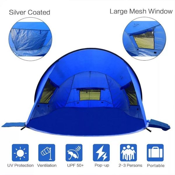 Fiberglass Poles Pop Up 3.3lbs Beach Sun Shade Tent