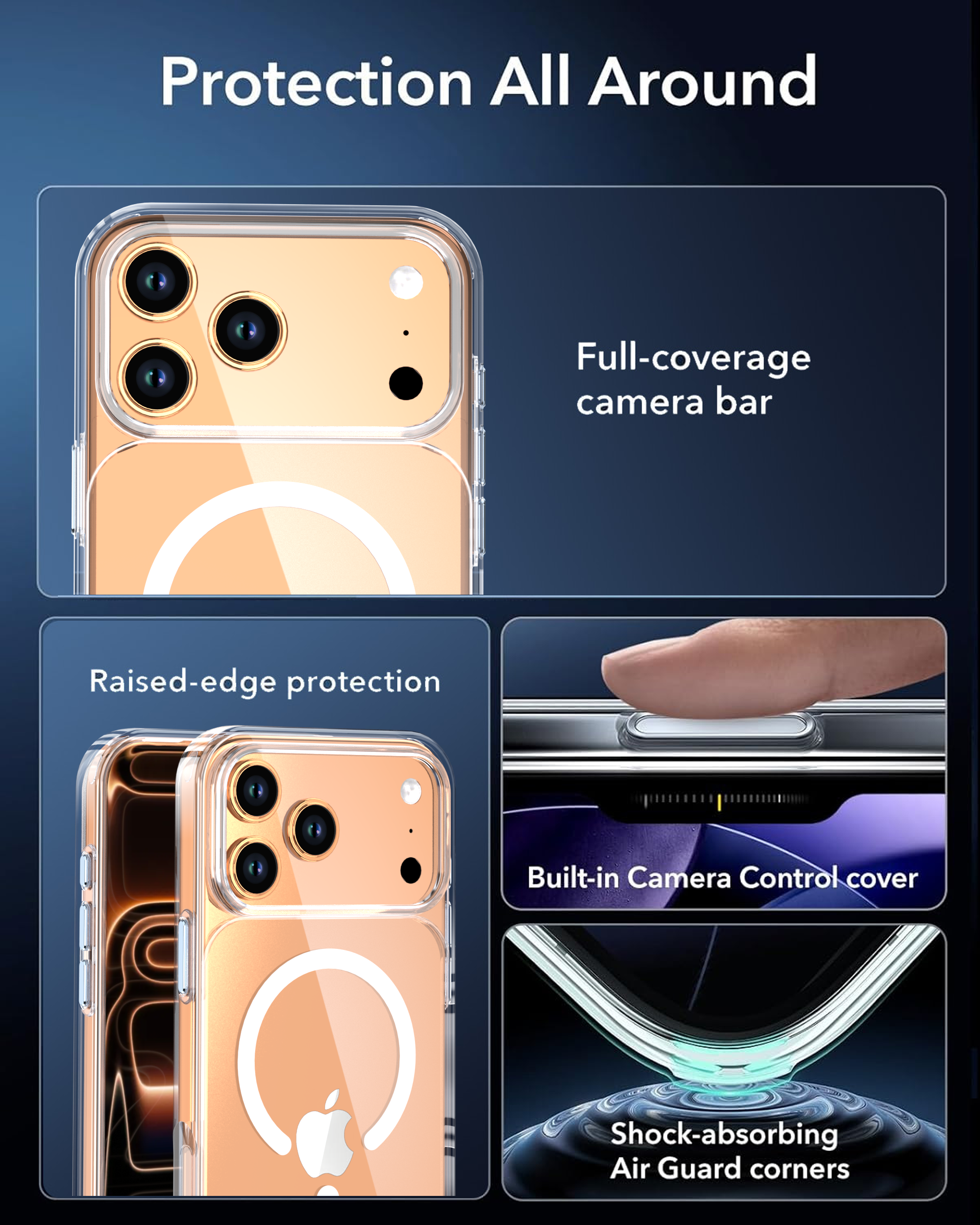Transparent MagSafe-Compatible Shockproof Phone Case for Wireless Charging and Daily Protection