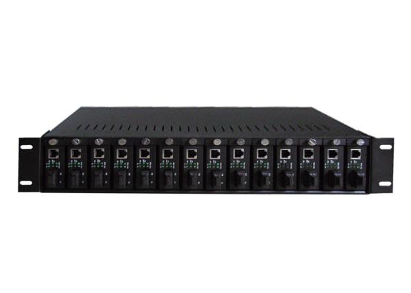 Standalone Fiber Media Converter Chassis 2U 14 Slots With Dual Power Supply
