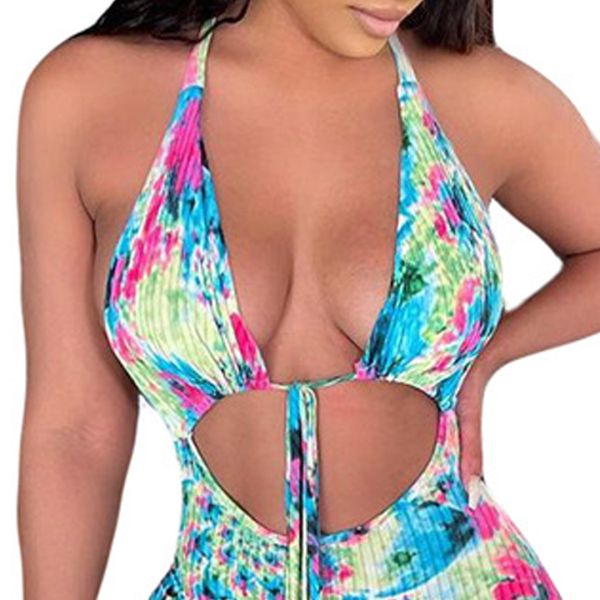 Hanging Striped Print Halter Sexy Summer Beach Dress