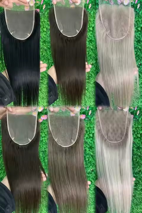 Factory Wholesale Lace Topper 5x5 100% Raw VRIGHIN  Human Hair Pre Colored Mesh Integration Closure DROP SHIPPING REDAY TO GO