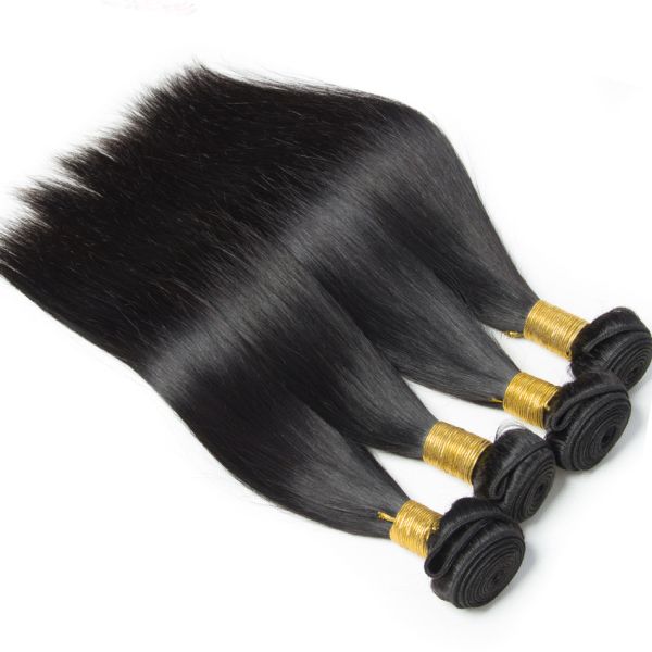 8''Indian Straight Bundles With Closure Virgin Hair Extensions Real Human Hair