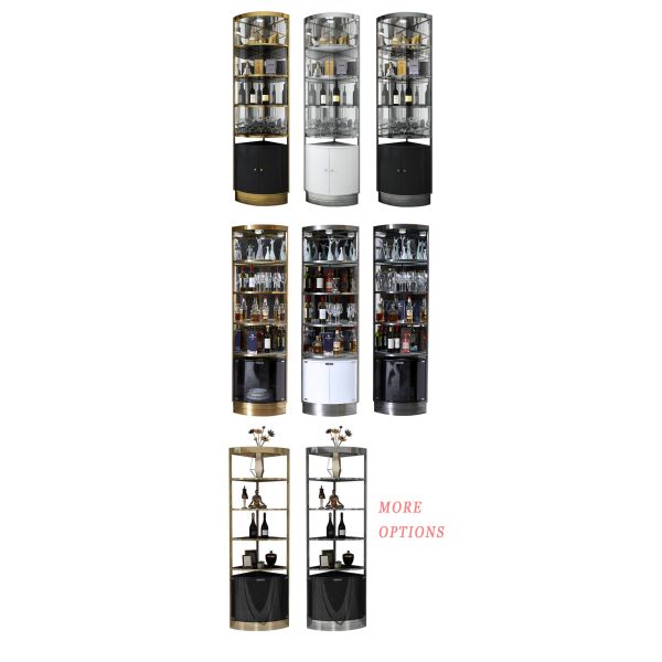 Stainless Steel Metal Frame Modern Wine Display Cabinet For Living Room