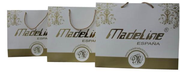 Gold White Paper Carrier Bag Of Made Line Lady Fashion Collection Twist Handle Embossed Logo