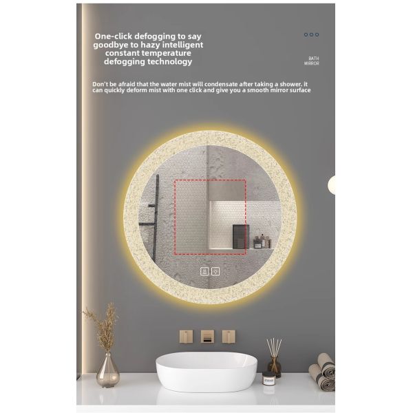 Modern Design Smart Round LED Lighted Bathroom Makeup Mirror with Touch Switch for Home Hotels Commercial Use for Apartments