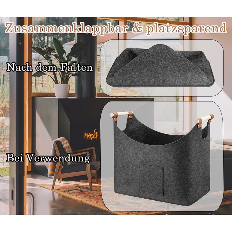Felt Wood Tote Bag Non-woven Wood Thickened Storage Bag Fireplace Felt Match Storage Basket