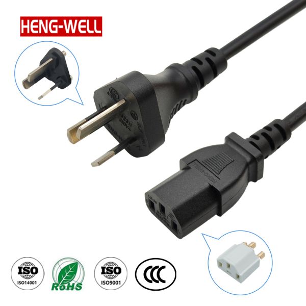 HENG-WELL CE CCC Certified 10A 250V 3 Pin Power Cable with C13 Plug for Home Appliance Instrumentation for Computer/Monitor/PSU