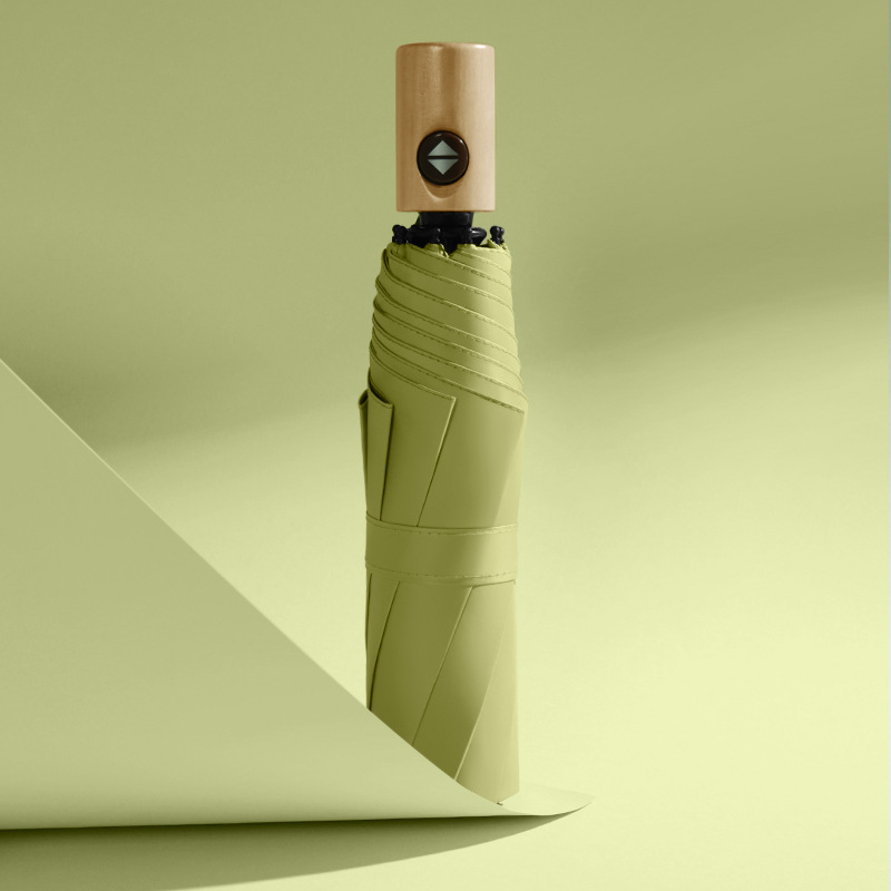 Wood Handle Three-fold Umbrella for Women Auto Open/Close Three-fold Design Style