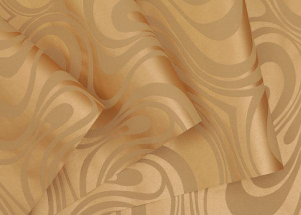 Custom Removable Contemporary Living Room Wallpaper With Golden Curve Design