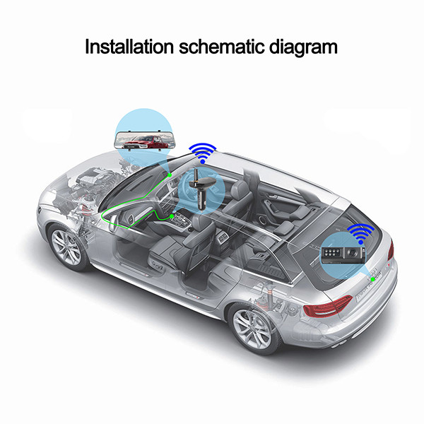 FHSS 10 Inch Digital Truck Rearview Camera AHD Wireless Receiver