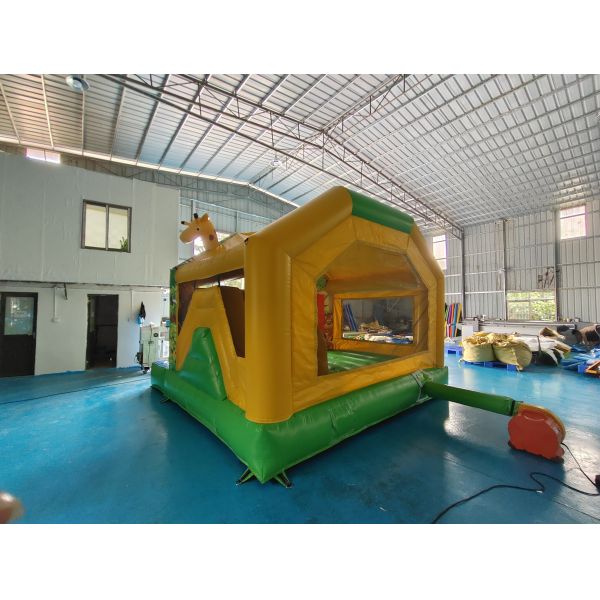 Маленький крытый скачок дом полная печать Жирафы Мультфильм Парк животных Замок с Сильде Комбо