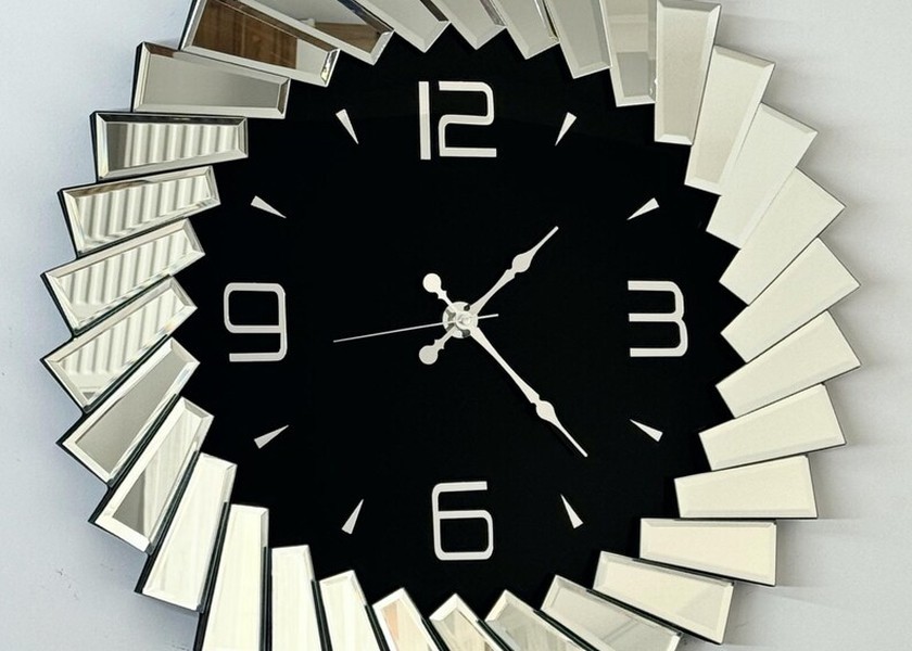 Silver Mirror Wall Clock 50CM 69CM Noiseless Timepiece for Upscale Homes