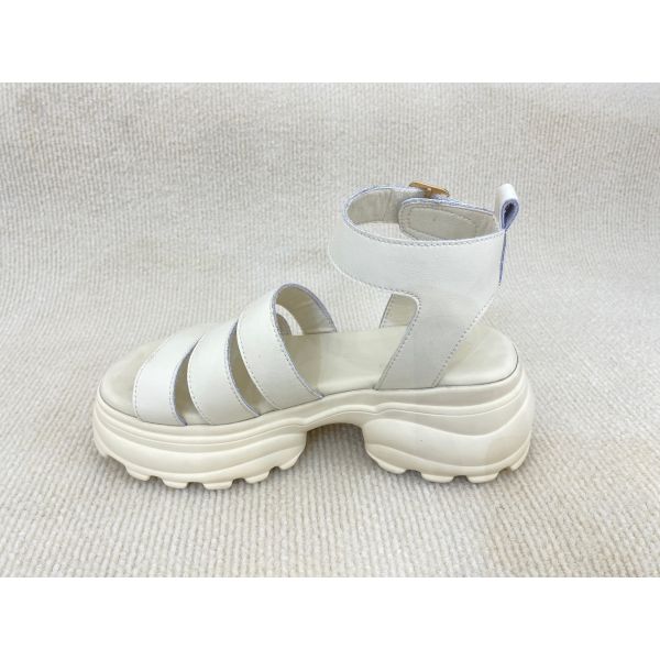 Breathable Microfiber Summer Sandals PU White Sandals For Women