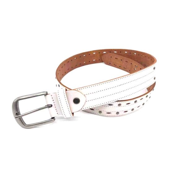 Circle Studded Mens Casual Leather Belt With Alloy Buckle