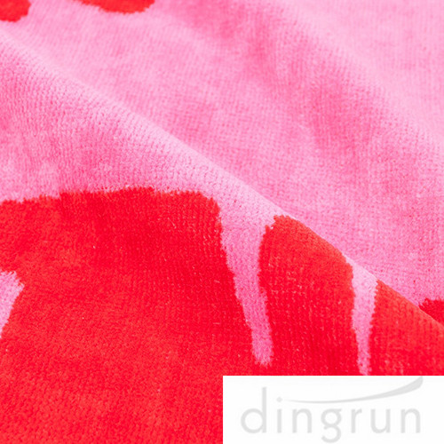 Pink Color Oversized Summer Kiss Beach Bath Towels Full Printing Pure Cotton
