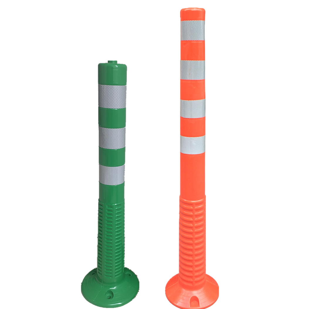 Orange Red Color Israel 1.5-1.8kgs 4 reflector Warning Spring Posts Pole PU 1000mm Orange Flexible Traffic Bollard Reflective Road 100cm Delineator Post