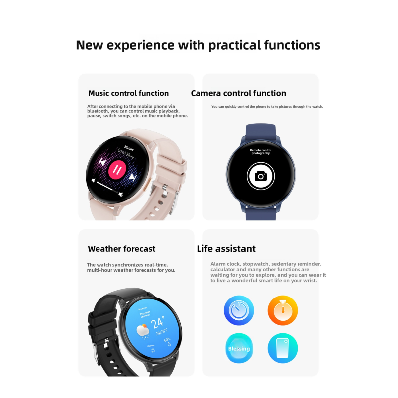 Bluetooth Call Fitness Smart Watch with Heart Rate Blood Oxygen Sleep Monitor IP67 Waterproof Multi-Sport Tracker for iOS Android