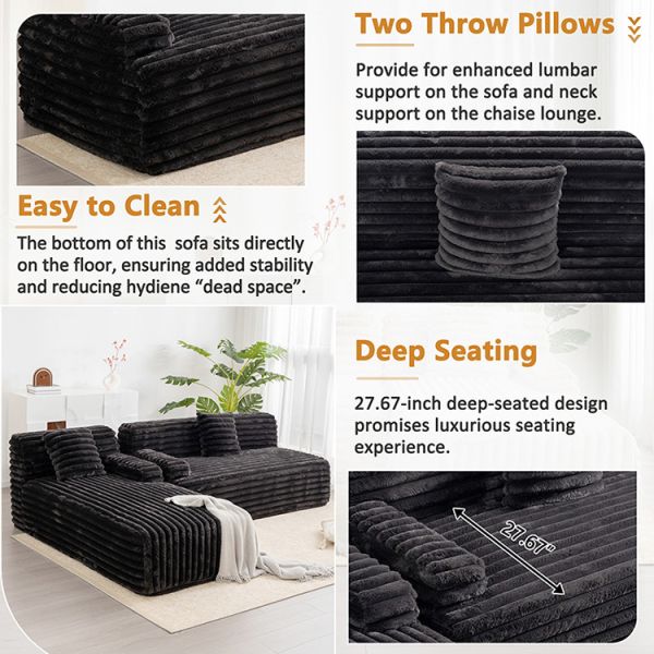 Modern Velvet Compressed Sofa Couch L Shape Gray Upholstered OEM