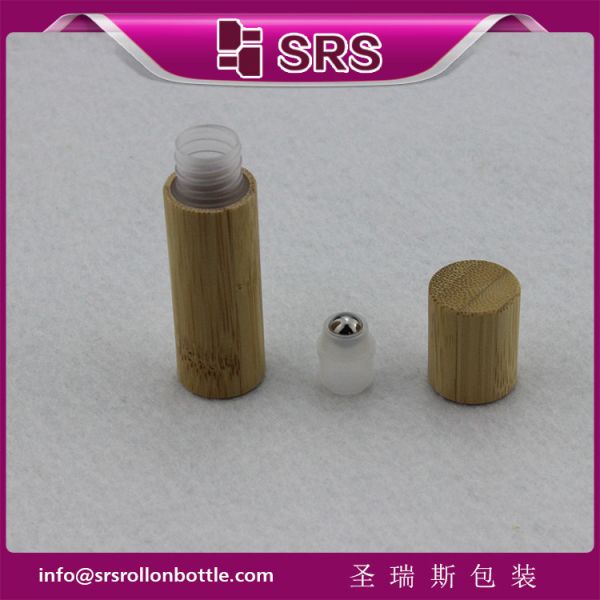 SRS 5ml bamboo roller ball bottle, bamboo plastic eye cream bottle