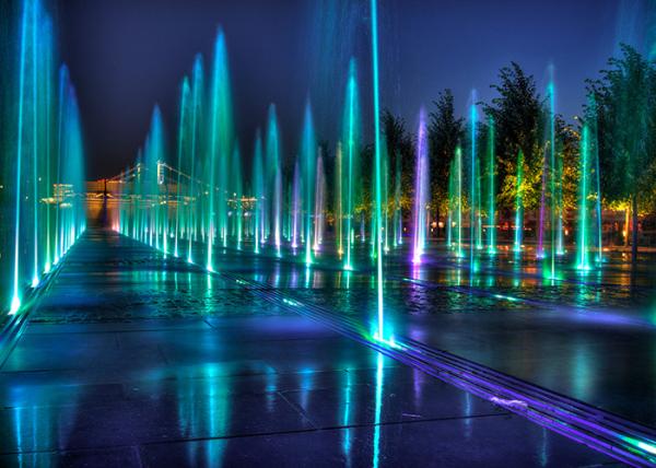 Colorful Lamps Marble Musical Dancing Fountain , Light Up Fountain For Uptown