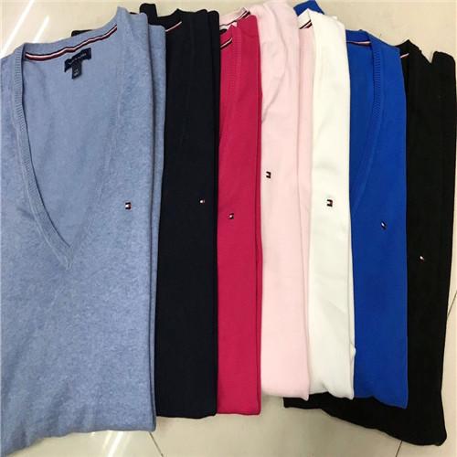 Tommy,  Ladies V-Neck Sweaters casual Keep Warm High-Quality multiColors Versatile red clothes