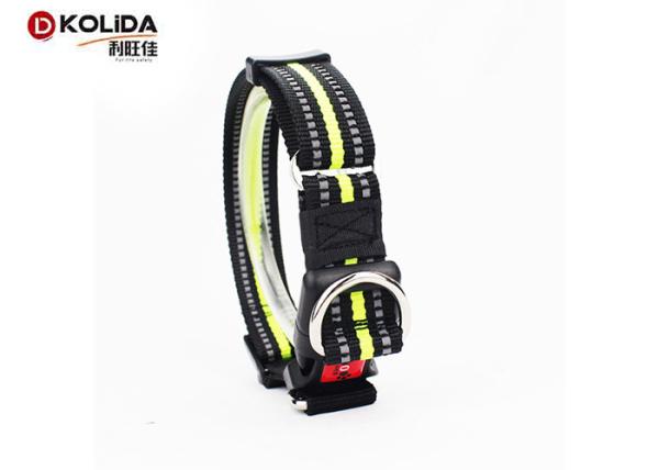 Adjustable Fabric Nylon Dog Collars Reflective Buckle Clip For Pet Lead