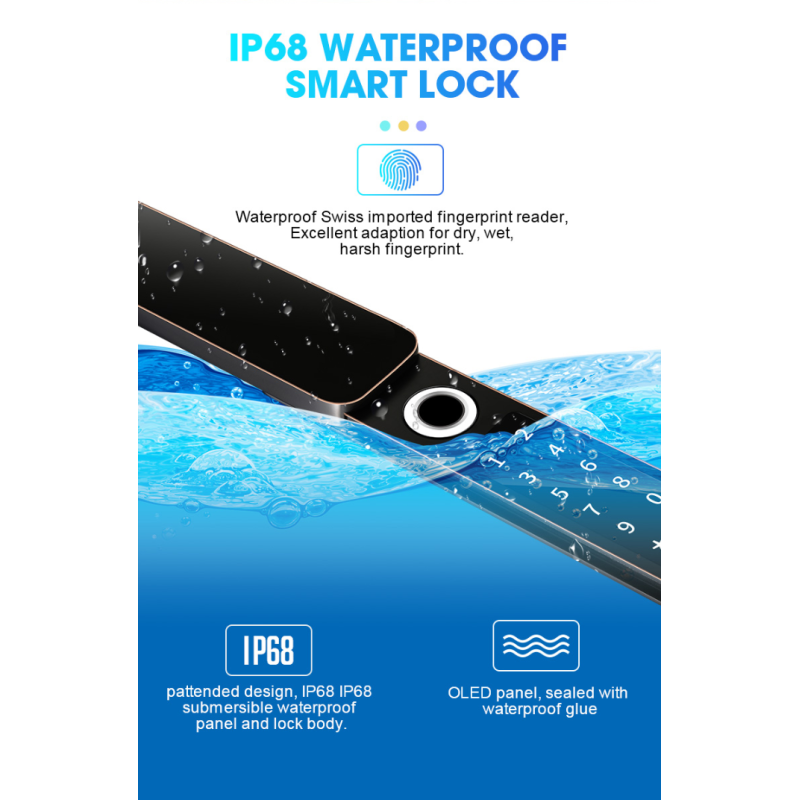 IP68 Waterproof FPC Fingerprint Smart Door Lock Bluetooth Antique