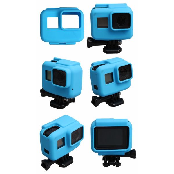 TPU Material Sports Camera Accessories CNC Blue Aluminum Housing Case