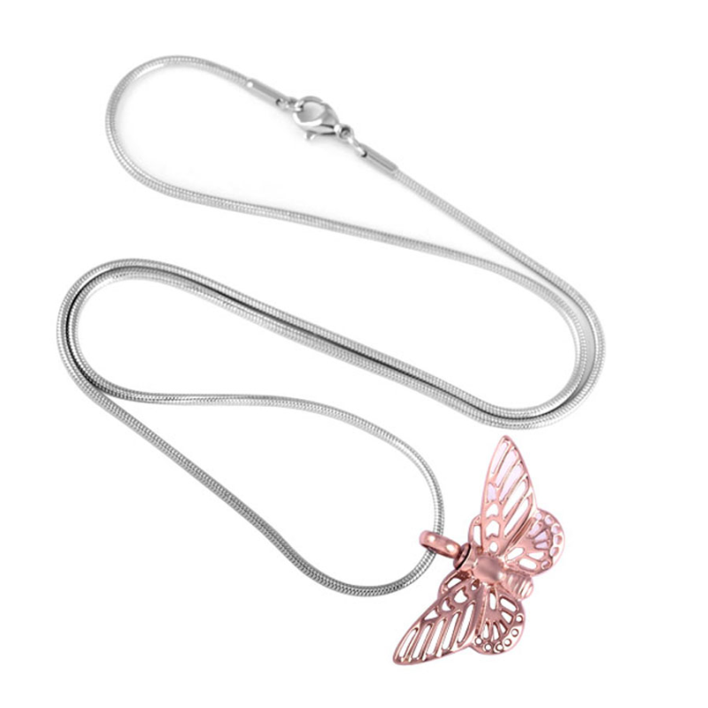 Pet Ashes Pendant Necklace Beautiful Butterfly Cremation Jewelry for Animal Ashes