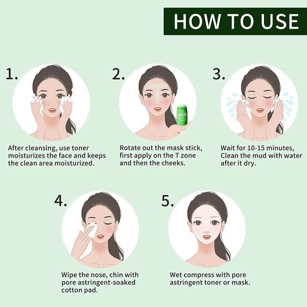 Natural Green Tea Face Mask Stick For Cleansing Whitening Anti-Acne