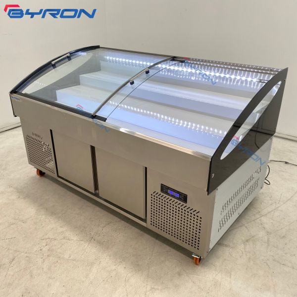 Fast Food Freezer Show Case 2 Door Display Chest Freezer Adjustable