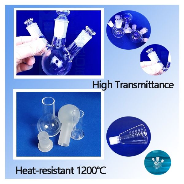 99.99% SiO₂ High Purity Two-Neck Quartz Round Bottom Flask 1200°C Acid Alkali Resistant Labware