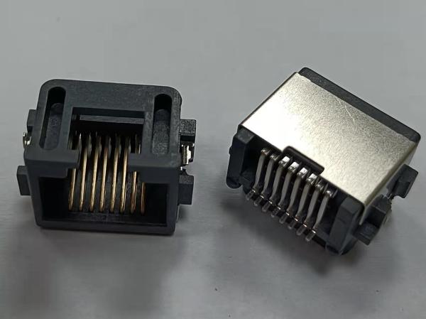 SMT Offset / Overhangs PCB RJ45 Jack , Modular RJ45 PCB Connector