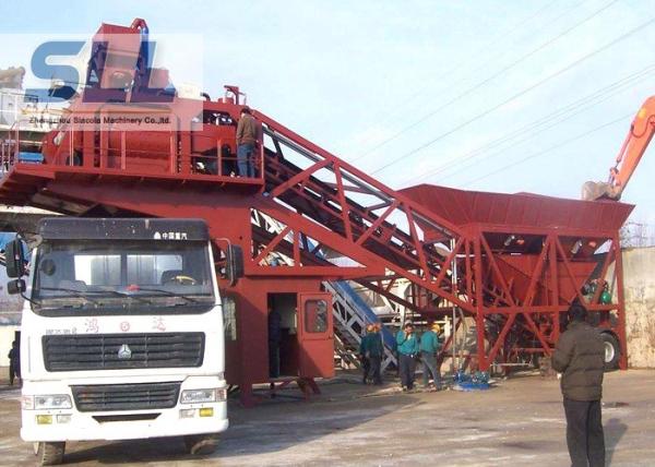 Mobile Ready Mix Concrete Plant / Portable Cement Plant Customized Color