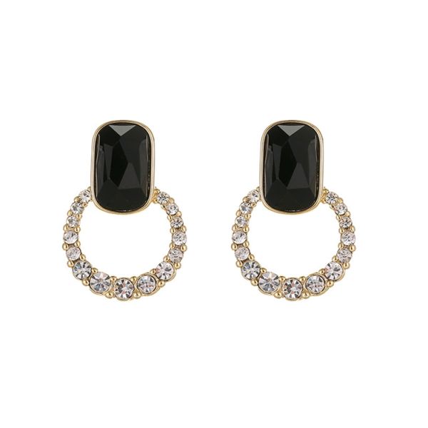 Shining Black Stone Autumn and Winter Popular Fashion 925 Silver Needle Elegant Earrings