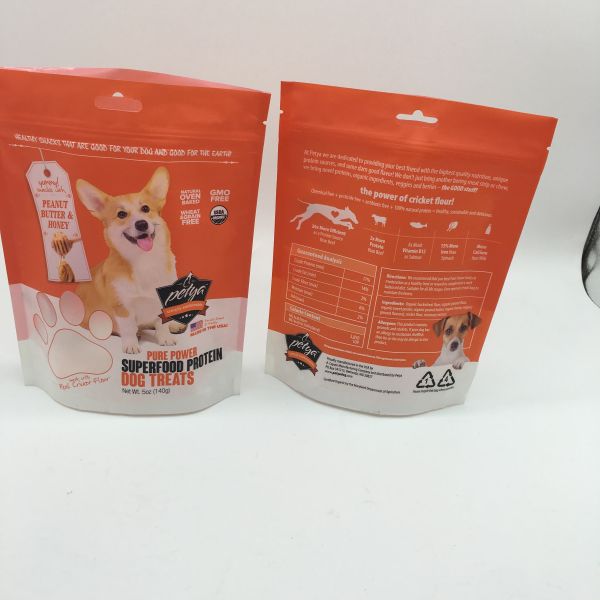 stand up pouch , flat bottom snack food plastic bags , pet food packaging bags