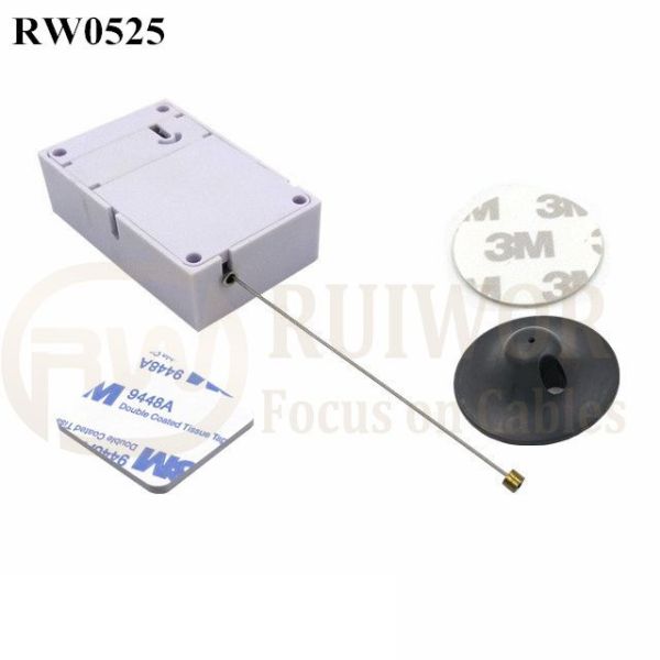 RW0525 Cuboid Anti Theft Pull Box With Dia 38mm Circular Adhesive Plastic Plate Connector