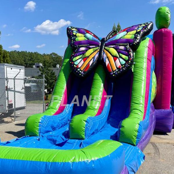 Commercial PVC Dual Slide Butterfly Inflatable Bounce House Combo